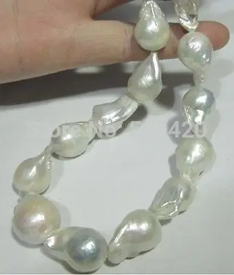 

~~ W&O653 HUGE 18"18-25MM GENUINE AUSTRALIAN SOUTH SEA GENUI WHITE NUCLEAR PEARL NECKLACE