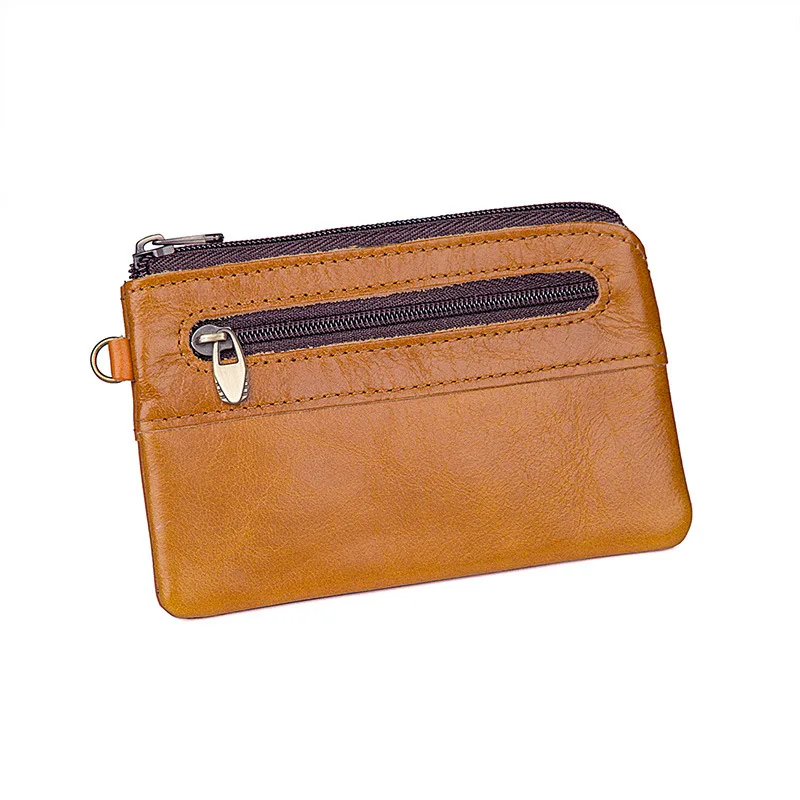 XZXBBAG из натуральной яловой кожи портмоне для мужчин повседневное маленький кошелек мужской маленький кошелек для девочек сумка на молнии мини Zero XB092 - Цвет: Brown