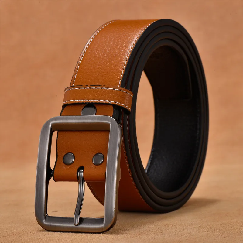 

2019 Genuine Leather Belts for Women Men Fashion Pin Buckle Designer Belt Quality Litchi Pattern Cowskin Jeans Wast Strap