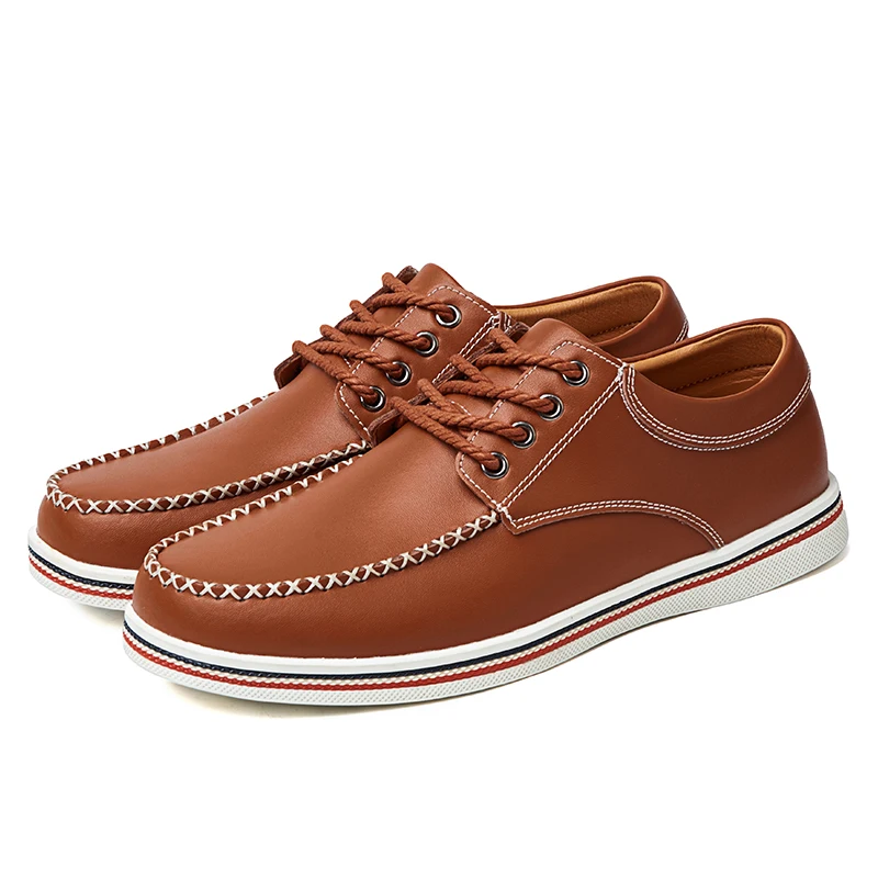 VKERGB/мужские деловые кожаные туфли; цвет синий, черный, коричневый; обувь для отдыха на шнуровке с острым носком; обувь с перфорацией типа «броги»; модная свадебная обувь - Цвет: Brown