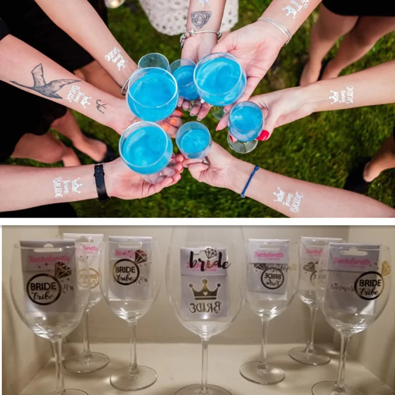 

10pcs Bachelorette Party Team Bride Bridesmaid Tribe Squad Temporary Tattoo Hen Night Sticker Bride To Be Wedding Decor Supplies