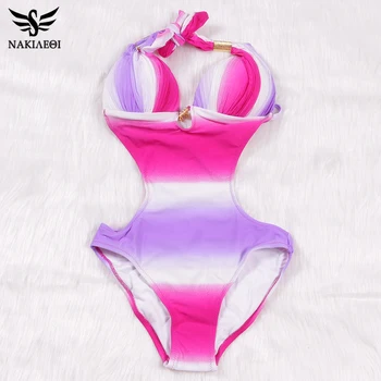 

NAKIAEOI Print One Piece Swimsuit Female Beach Push Up Swimwear Women Bathing Suit 2019 Newest Swimwear Wear Swim Suit Swimming