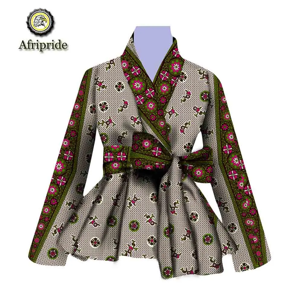 Африканская Женская куртка из чистого хлопка весна и осень с длинными рукавами Анкара печать Дашики Базен riche ткань AFRIPRIDE S1824009