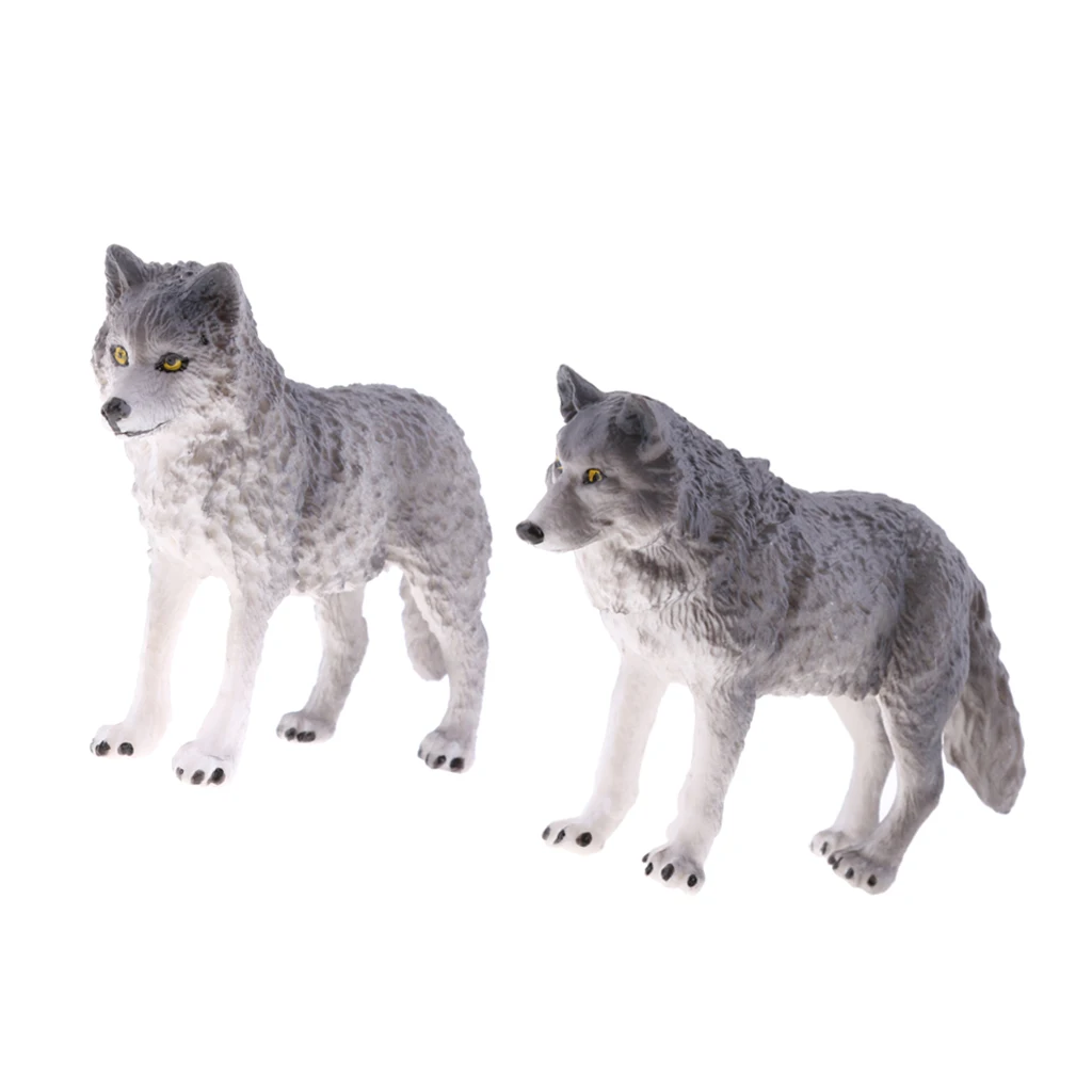2 pcs Realistic Hunting Wolf Model, Animal Action Figures Science & Nature Toys for Children