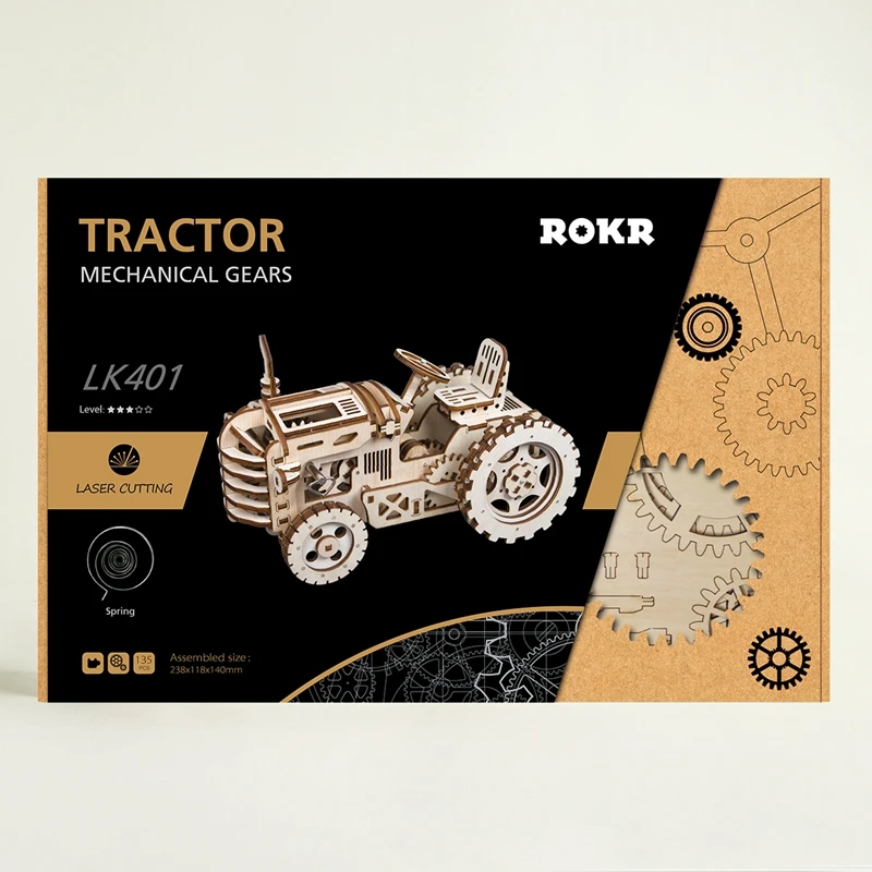 Robotime DIY Рукоятка Передач трактор 3D деревянная модель строительные наборы игрушки хобби подарок для детей и взрослых LK401