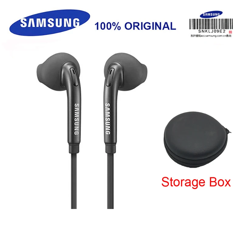 SAMSUNG auricular EO-EG920 Cable negro con caja de almacenamiento de 3,5mm macho en la oreja de auriculares apoyo Galaxy S8 S8P S9 S9P