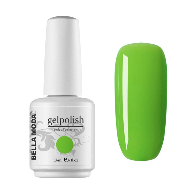 Белла MODA зеленый цвет серии для выбирают 15 мл Soak Off УФ лак ногтей Gel Nail Книги по