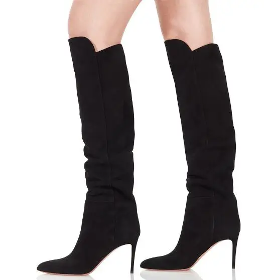 Nueva Moda Deslizamiento as Del Negro La Mujeres Color Dedo 45 En 2018 Tacón Estilete Largas Picture Desnudo Tamaño Invierno Pie Picture Rodilla Punta Más Botas Marca As Ixq456
