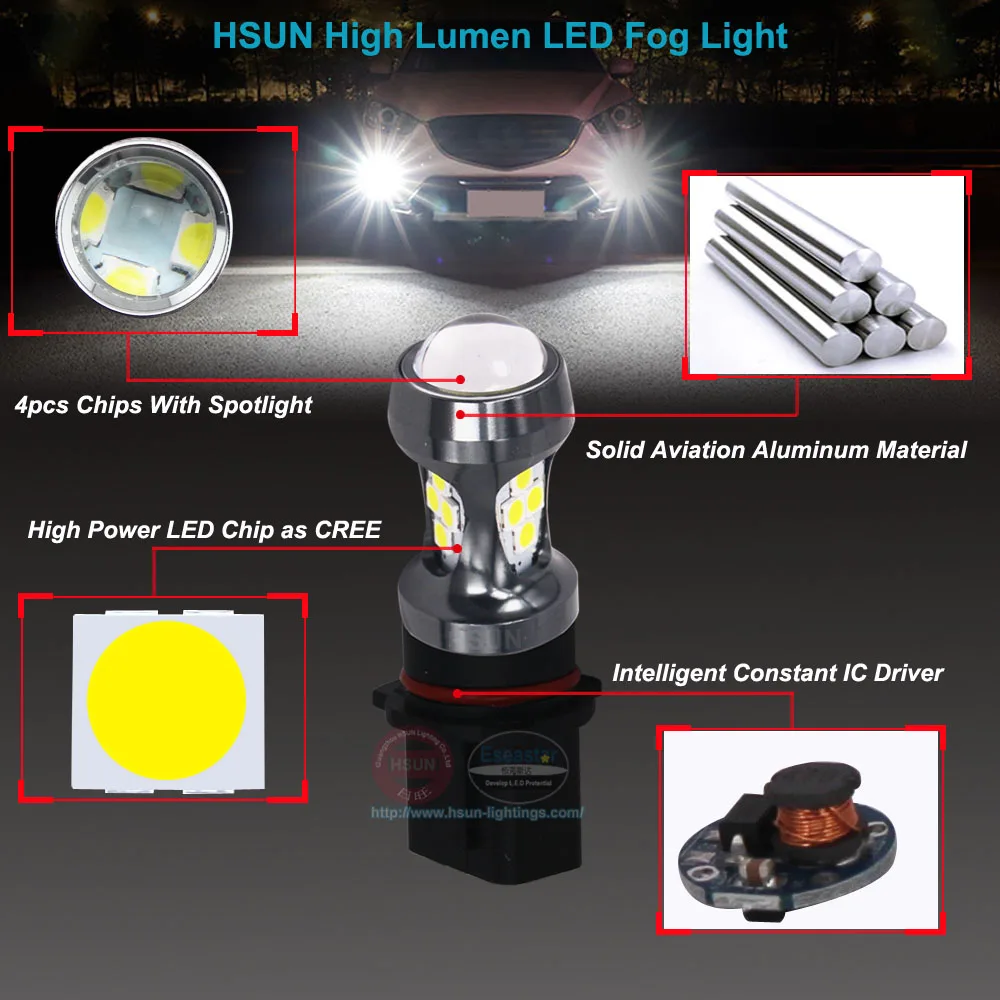 Eseastar 2 шт. uper яркий HID P13W PSX26W Высокая мощность 3030 светодиодный для Toyota 86 FT86 GT86