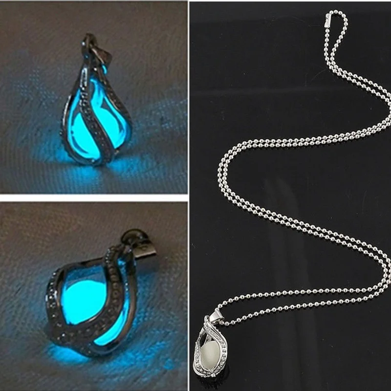 

Luminous Bead Pendant Necklace Fashion Women Men Couple for The Little Mermaid's Teardrop Fashion Necklace Jewelry