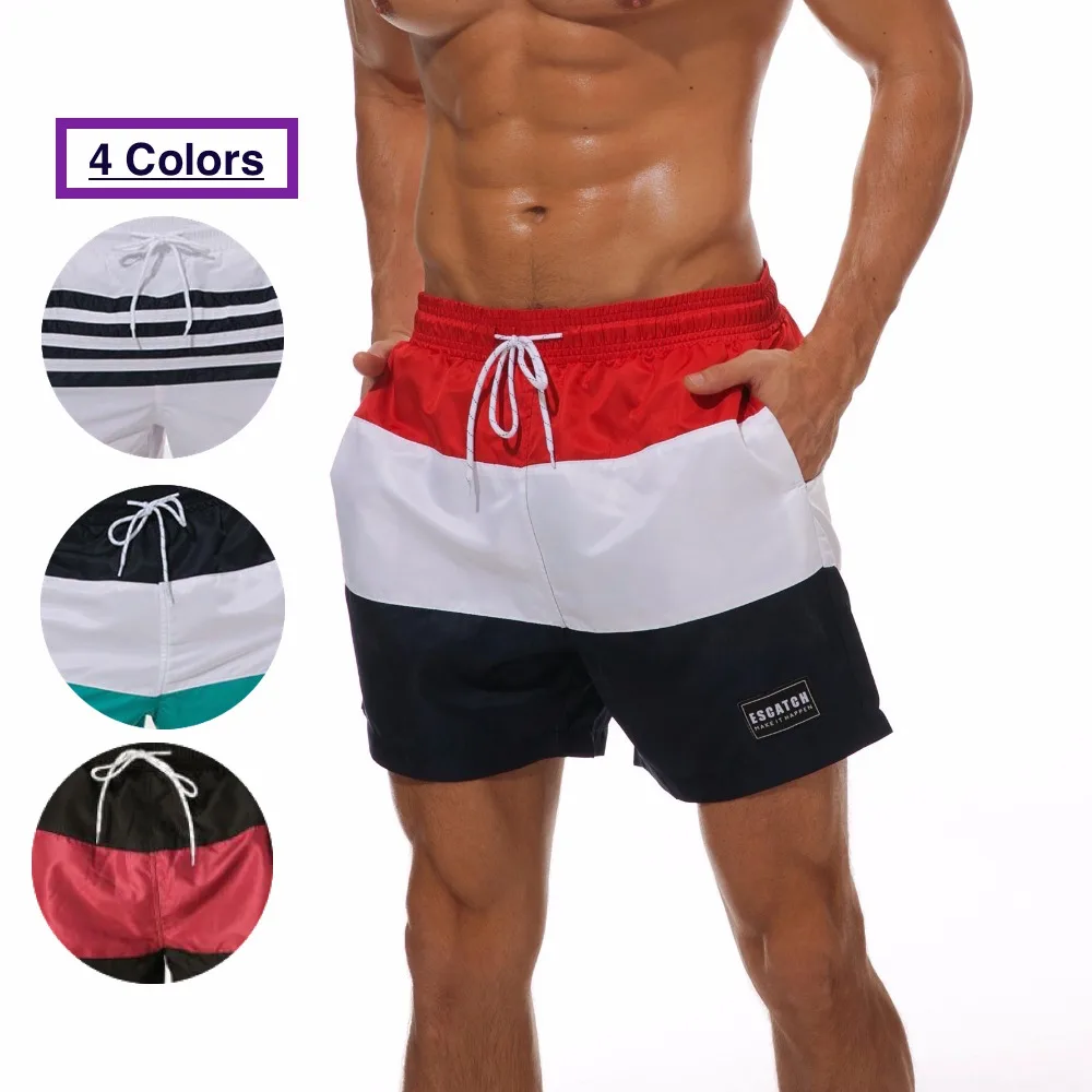 2018 رجل مخطط Boardshorts سريعة الجافة بحر قيعان عارضة السراويل الصغيرة سراويل بوكسر للرجال