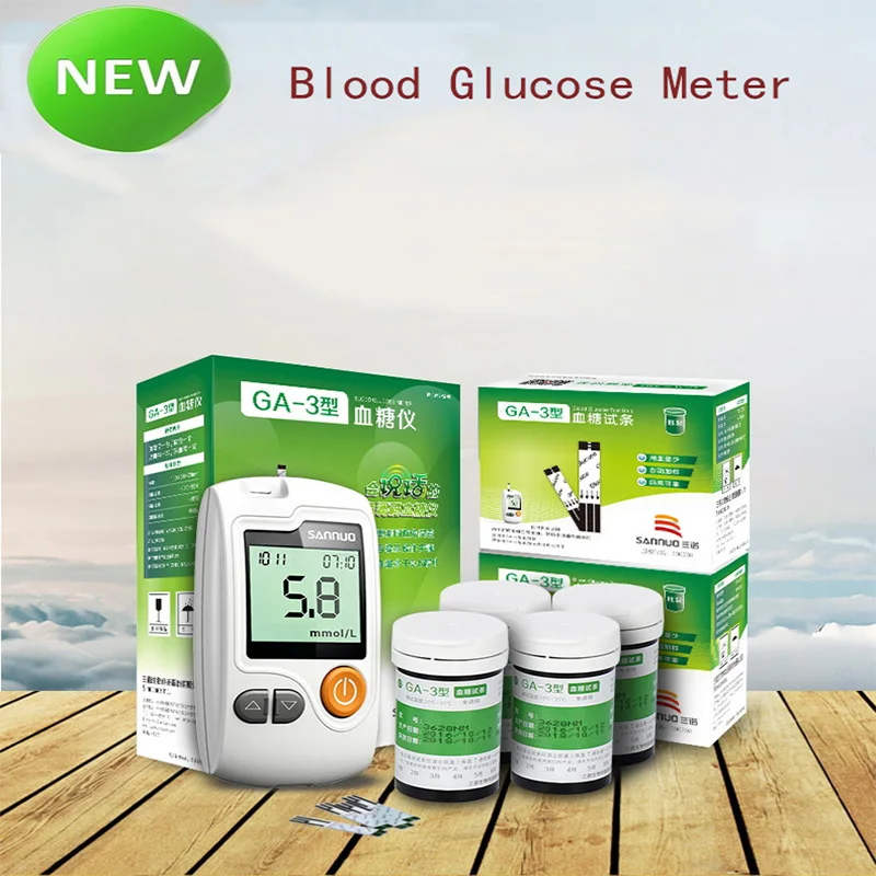 

NEW Safe Blood Glucose Meter For Sannuo GA-3Quick Test Glucometer Blood Sugar Monitor 50pcs Test strips+ 50pcs Needles Lancets