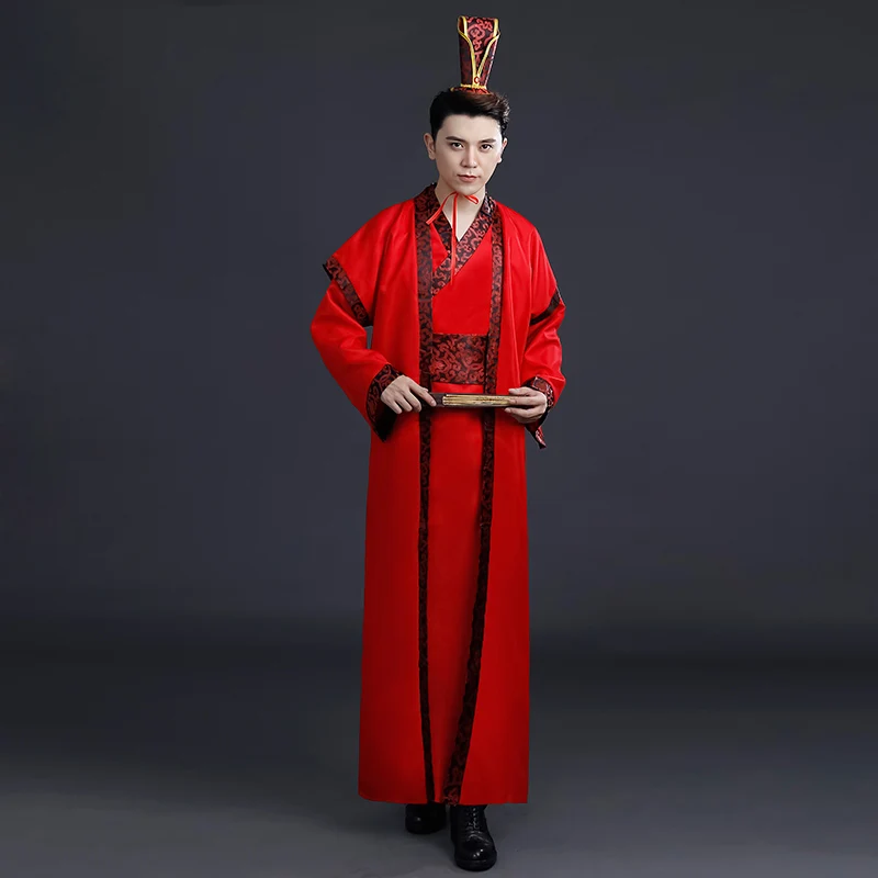 Красный Hanfu для Мужчин Косплей Костюм древняя Студенческая одежда Улучшенный традиционный костюм ханфу белый Hanfu сценический костюм, одежда BL1815 - Цвет: Red 1