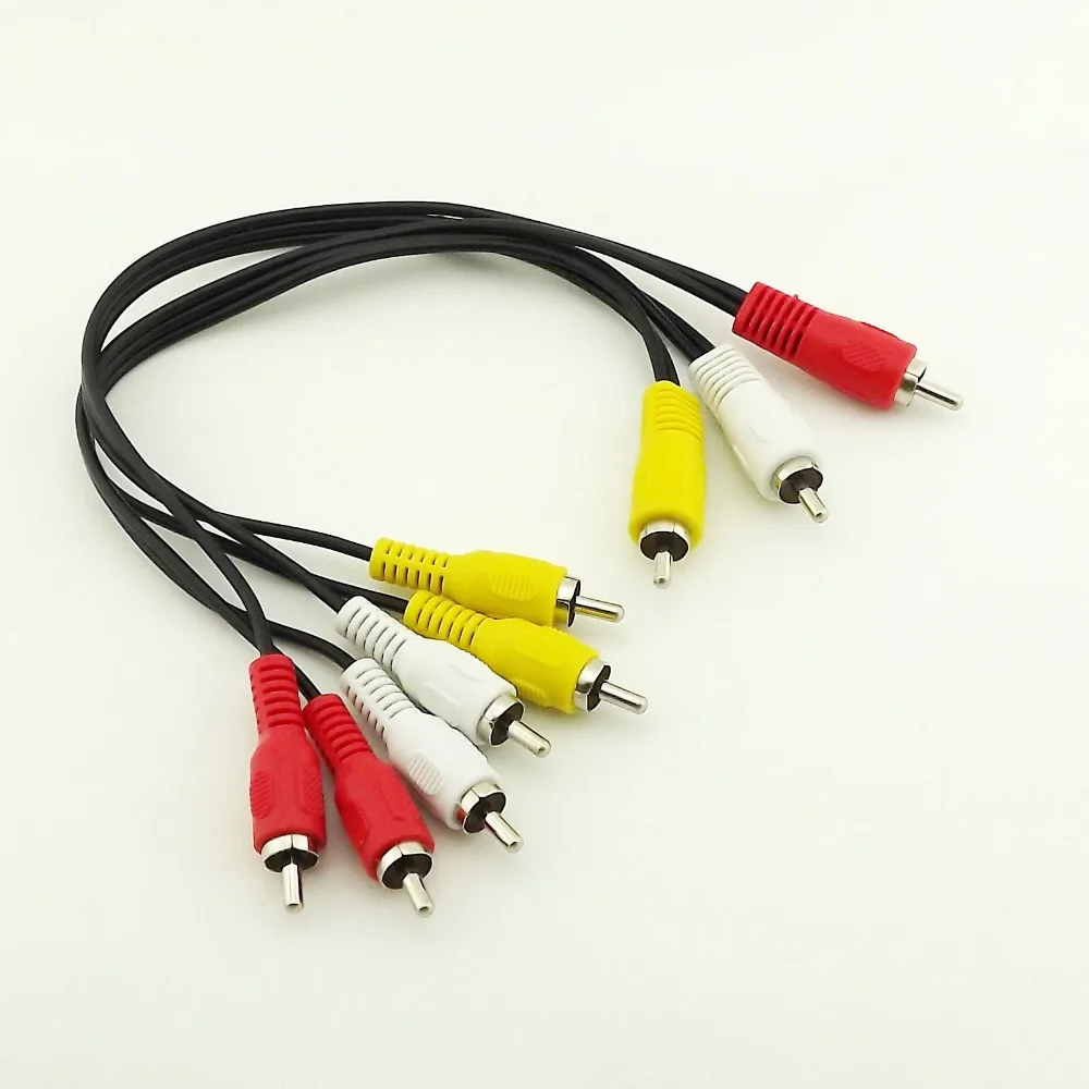 1 шт. композитный 3 RCA штекер на 6 аудио видео кабель адаптер фут/30 см | Компьютеры и