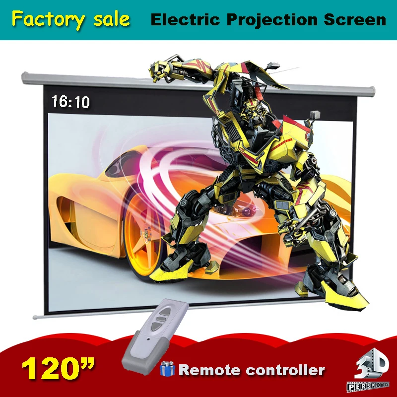 

120 inch 16:10 Elegant Electric Projection Screen Motorized Projector Screen Wireless Remote Controller as gift Matt White