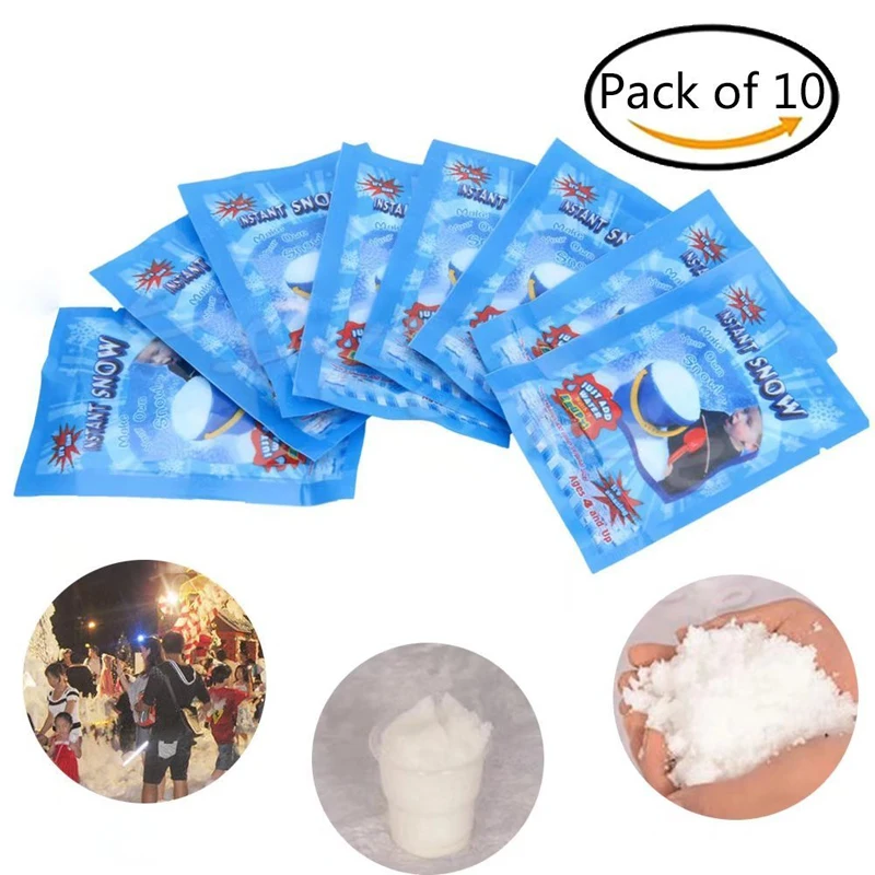 

10Pcs set Artificial Fake Fluffy Snow Absorbant magic instant snow powder for Christmas trees Decoration Romantic wedding gift