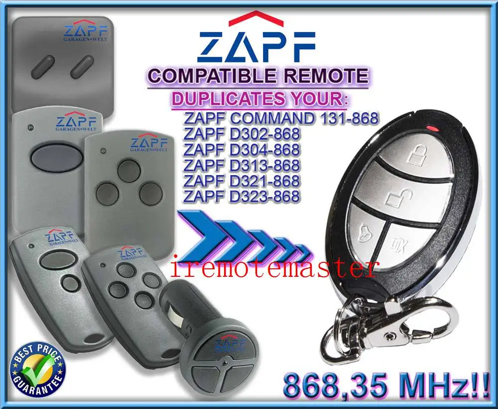 

ZAPF D302-868,D304-868,D313-868,D321-868,D323-868,COMMAND 131-868 remote control replacement