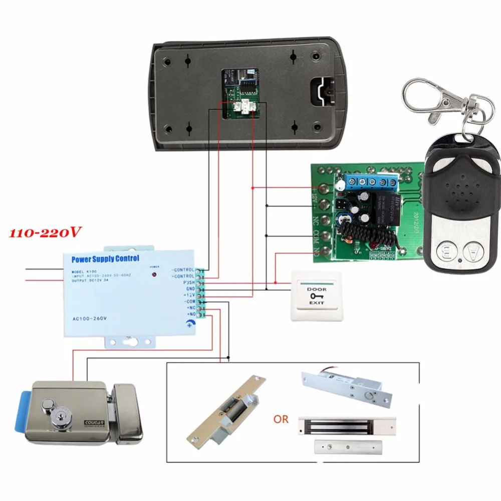 Домашний Беспроводной пульт дистанционного управления электрический дверной замок комплект+ доступ к блоку питания для WiFi IP дверной звонок видеодомофон дверная телефонная система
