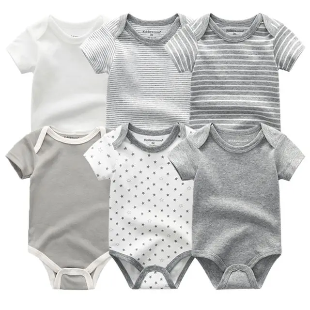 6 шт./лот; детские комбинезоны унисекс; хлопковая одежда с короткими рукавами и круглым вырезом для мальчиков и девочек; Roupas de bebe; пижамы для новорожденных - Цвет: BDS6740