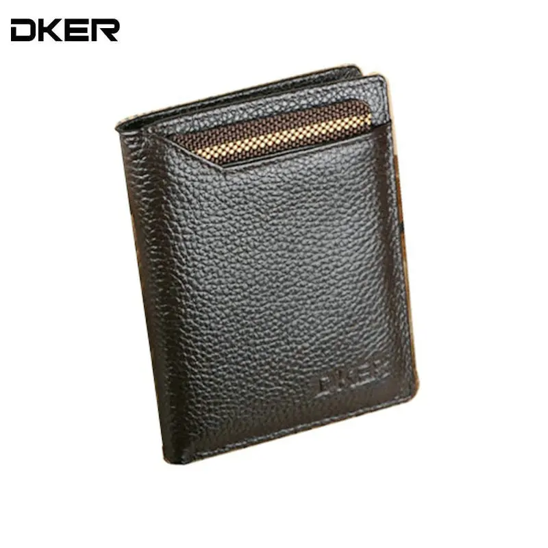 DKER Genuine Leather Male Purses Brown Men Wallets with Card Holder Vertical & Horizontal Purse ...