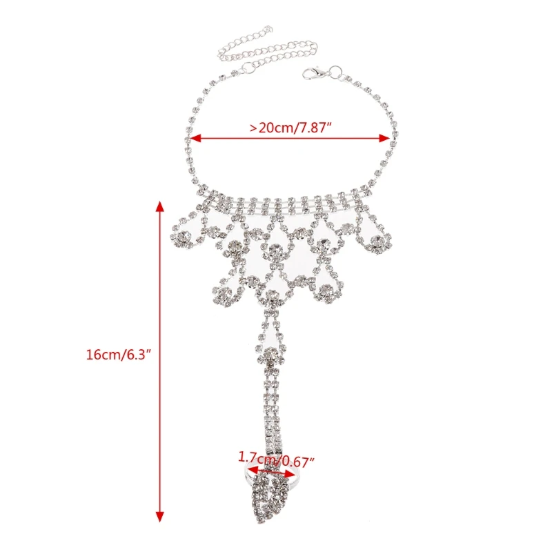 

Foot Chain Barefoot Sandal Beach Wedding Jewelry Anklet With Rhinestone Toe Ring