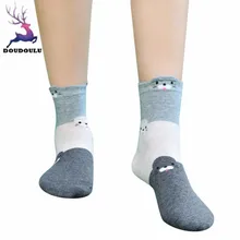 DOUDOULU, Мультяшные носки с животными, женские милые носки с кошками, хлопковые носки для пола# ZH