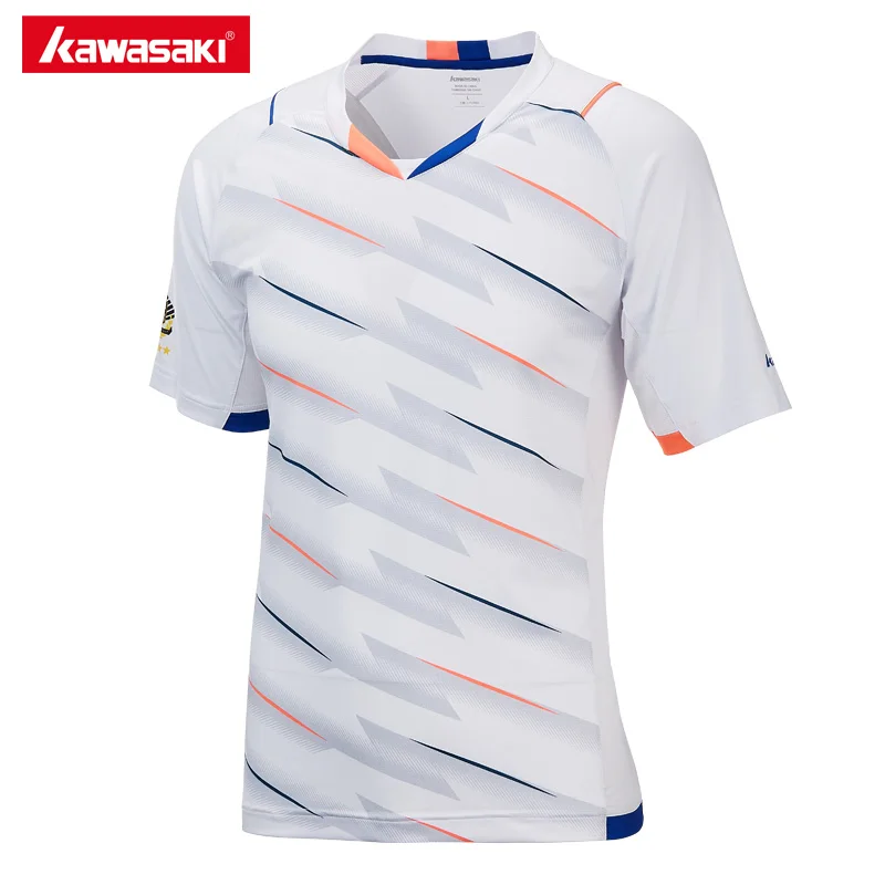 

Genuine Kawasaki High-Elastic Functional Fabric Badminton T-Shirt For Men Short Sleeves Quick Dry V-Neck Sportswear ST-T1001
