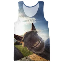 Животные Ослик 3D напечатаны унисекс майка для мужчин Мода крутая летняя майка Топ рабочие мужские женские Топы Холтер майка