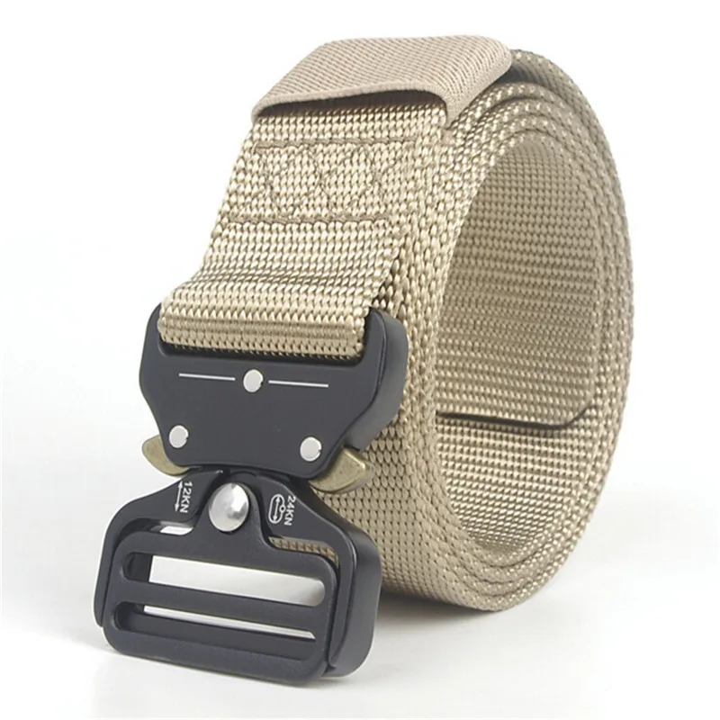 Tactical 120CM Outdoor Military Tactical Belt solid Buckle Nylon Waist Belts Multicam Molle Automatic Buckle Army Belts - Цвет: Khaki 2