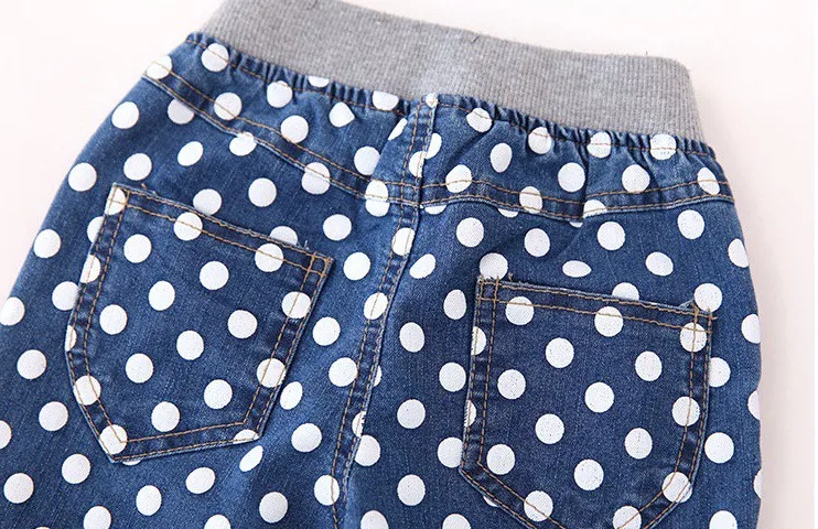 Новое поступление, весенние джинсы для маленьких девочек Джинсы в горошек для девочек детские длинные штаны повседневные брюки для девочек