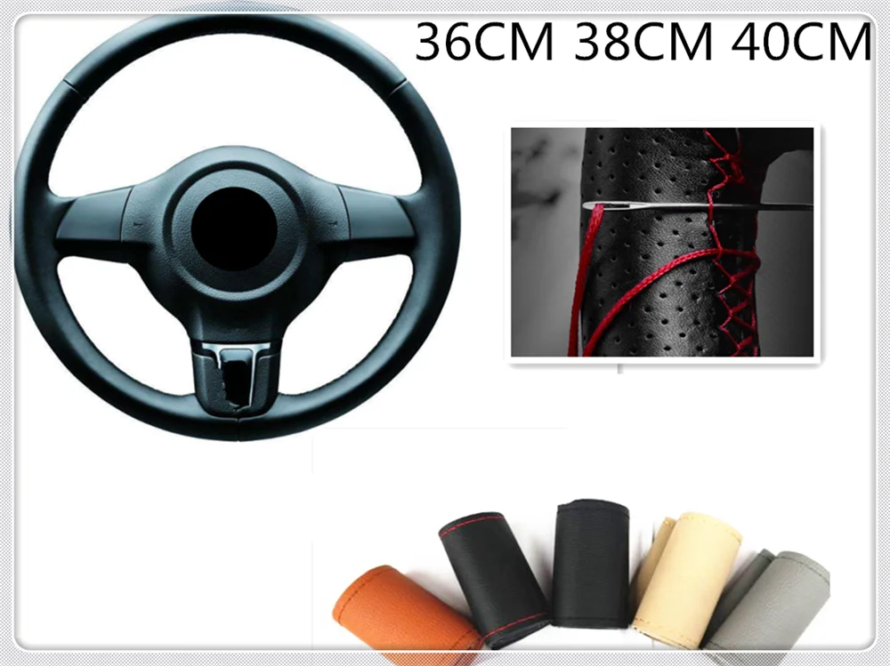 36 38 40 CM Car Steering Wheel Sleeve Needle Leather Universal Cover for KIA Avante Sonata Santafe i20 i30 8 Any Cars