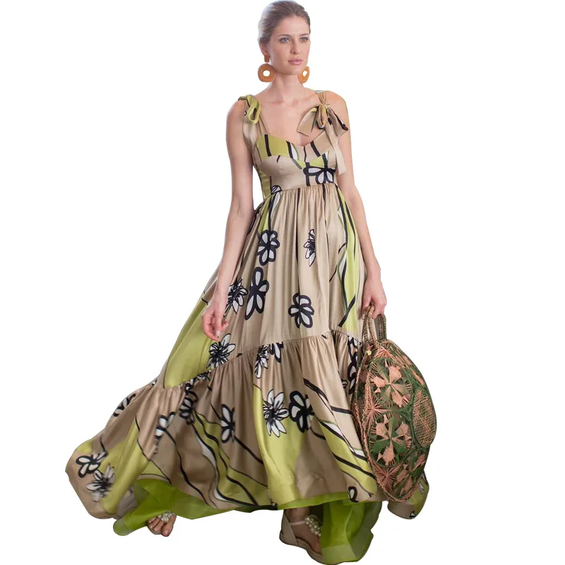 Multiflora/Новинка 2019 года летнее платье vestidos без рукавов с принтом на бретельках