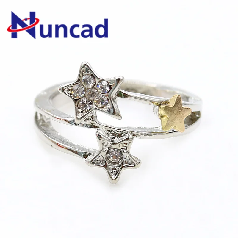 

2018 New Trendy Crystal Stars Silver Color Rings Finger Opening Rings Popular Simple Ring Jewelry Wedding Party Accessories