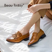 BeauToday/лоферы из натуральной овечьей кожи с бантиком-бабочкой и квадратным носком; повседневная женская обувь на плоской подошве; ручная работа; 27091