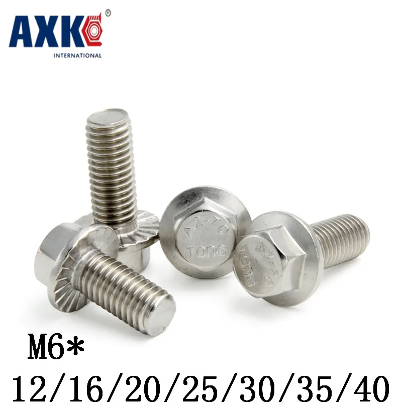 Axk 15 шт. болты с шестигранным фланцем рамкой M6 * 12/16/20/25/30/35/40 мм Gb5787|flange screw|hex flange
