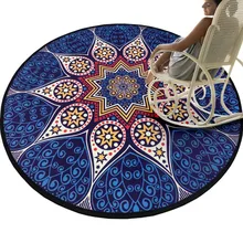 Круглый ковер гостиная спальня диван Противоскользящий коврик синий скандинавский, пасторальный фитнес Йога компьютерный стул коврик