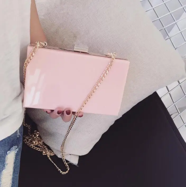 Новая мини модная сумка для женщин кошелёк вечеринки Четыре цвета 265 - Цвет: pink box clutch