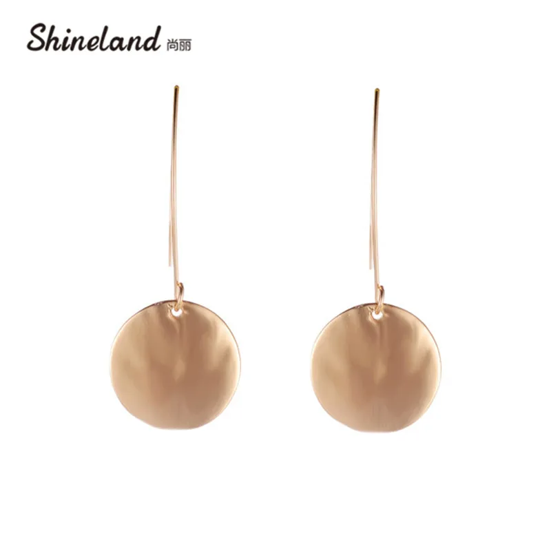 

2019 Hot Sale New Fashion Brand Design Luxury Gold-color Round Shape Pendant Long Drop Dangle Earrings for Women Ladies Girts
