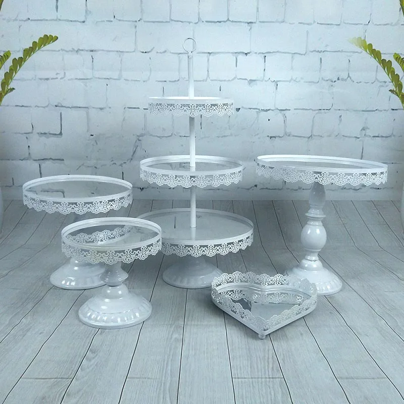 Белый 1-7 шт. красивый поднос 3 уровня десерт из кекса Дисплей украшения Инструменты свадебный кристалл зеркало торт стенд набор - Цвет: 5pcs