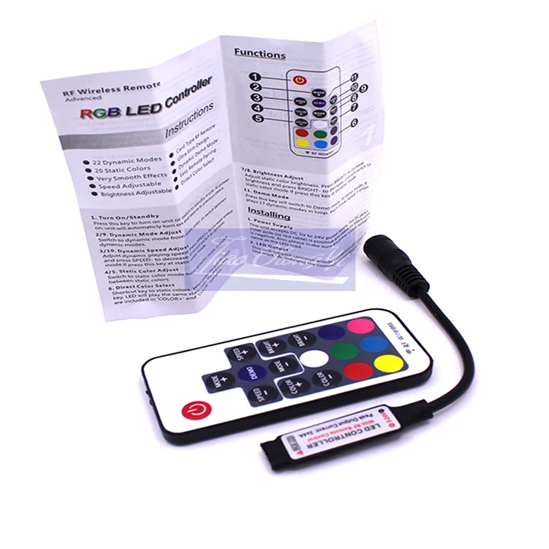 17key Dc524v 3x4a Mini Rf Wireless Remote Rgb Led Controller 5050 2835