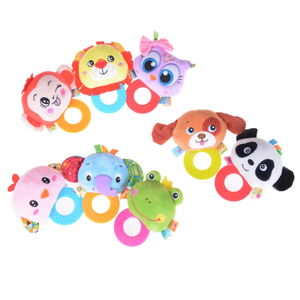 8 Styles Baby Toys Rattles Pacify Doll Plush Baby Rattles Toys Animal