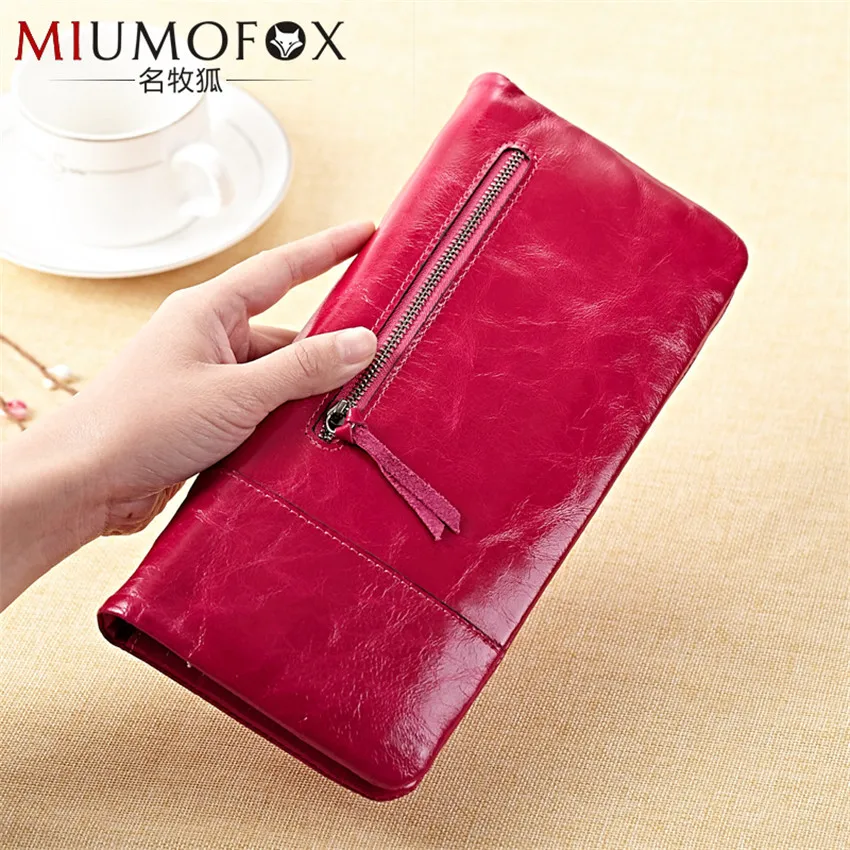 

Vintage Genuine Leather Women Long Wallet Large Capacity Card Wallet ID Card Holder Multifunction Long Wallet Day Clutch W137