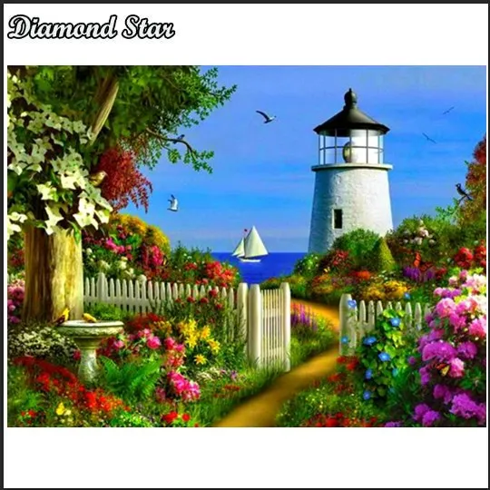Full Drill Square Diamond 5D DIY Painting&quotSea view&quotDiamond Embroidery Cross Stitch Rhinestone Mosaic | Дом и сад