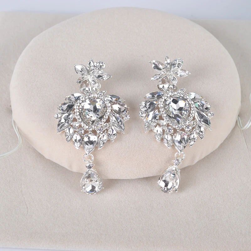 Luxury Korean Wedding drop Earrings for Women Crystal