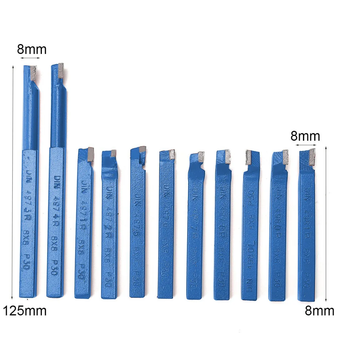 

11PCS Red Metal Carbide Brazed Tip Tipped Cutter Tool Bit Lathe Tooling Cutting Set Kits Cranked Turning Facing Tools Mayitr