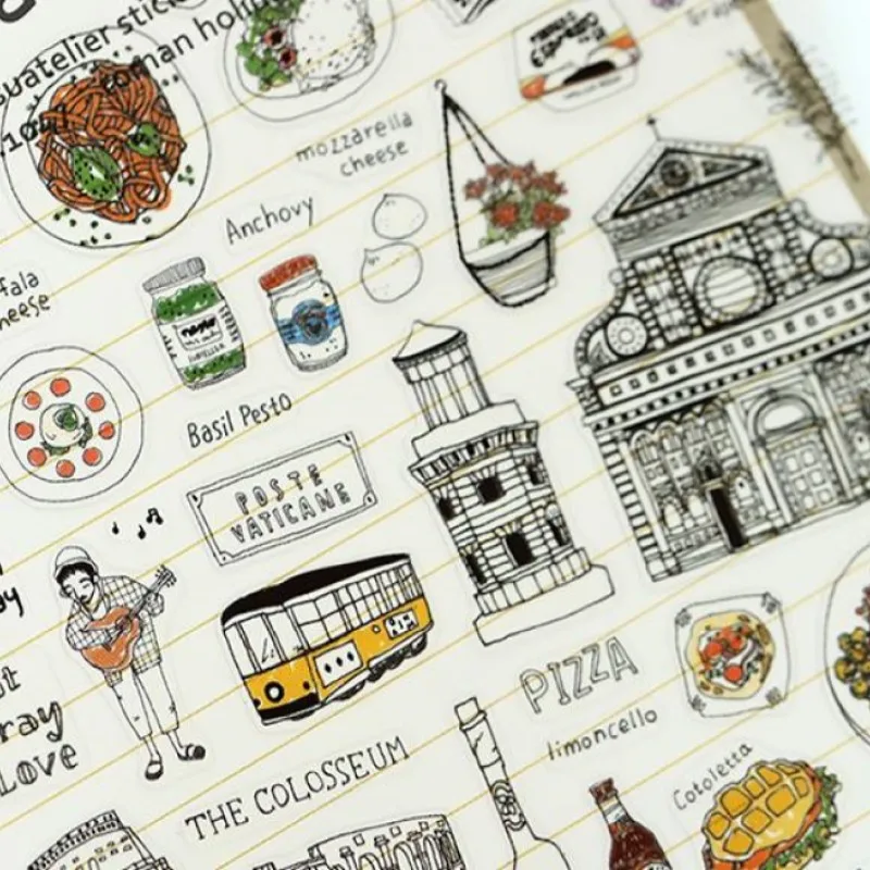 Roma праздник Пизанская башня клей прозрачный rubbrt наклейка Italia знаменитый вид мороженое closseum PET наклейки