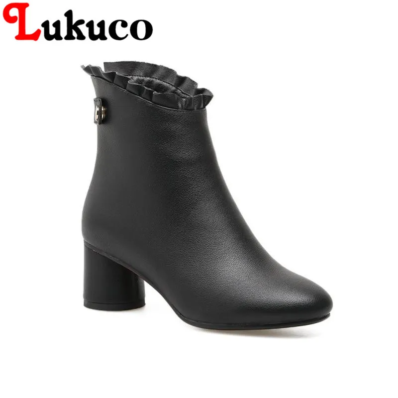 

2017 EUR size 39 40 41 42 43 Lukuco women boots concise style zipper cute design high quality lady winter shoes free shipping