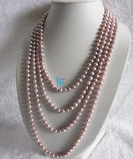 

ddh002062 100" 6-8mm Lavender Freshwater Pearl Necklace Strand Jewelry