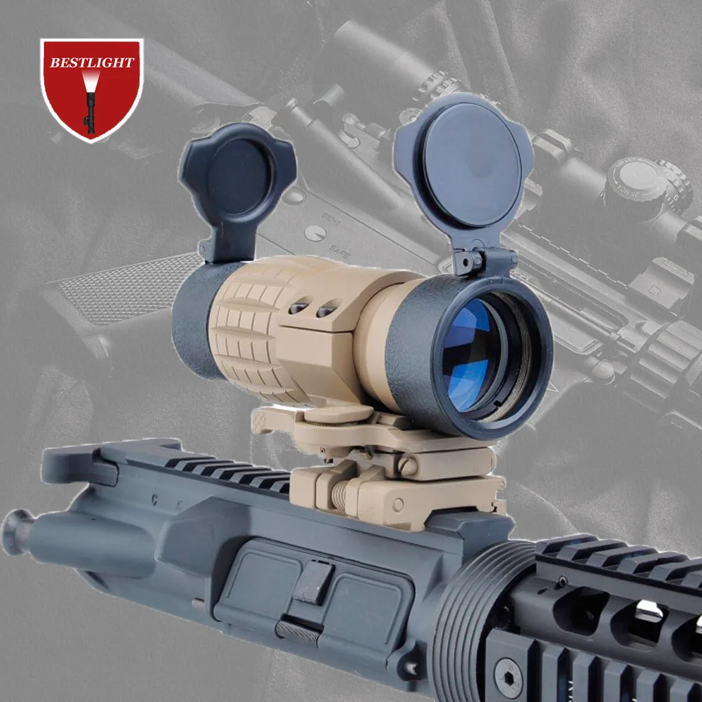 

Red Dot Sight Scope 3X Magnifier with Flip up Side Picatinny Rail Mount Hunting TAN color