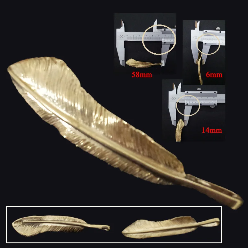 

3pcs pack SOLID BRASS leaf charm2-1/4" long 1/2" wide for leather craft keychain diy pendant